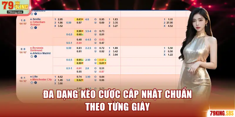 Đa dạng kèo cược cập nhật chuẩn theo từng giây